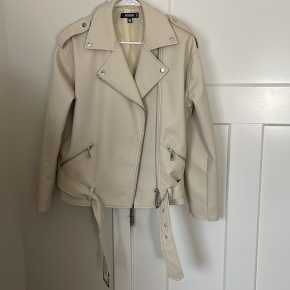 Missguided cream leather jacket - Picture 2 of 8